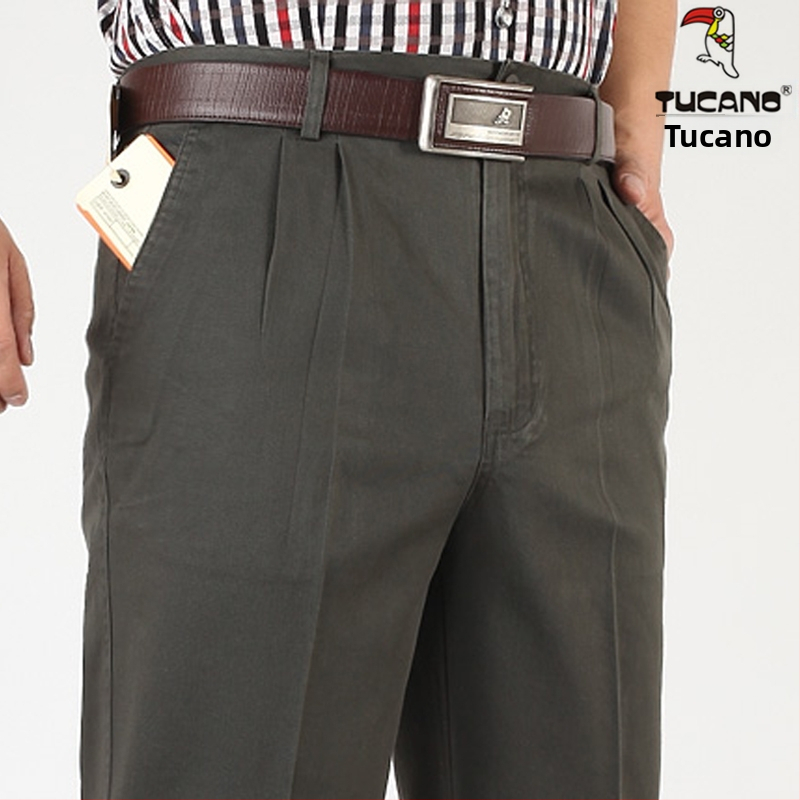 Woodpecker pantaloni casual pentru bărbați, talie înaltă, croială conică, antibacterieni