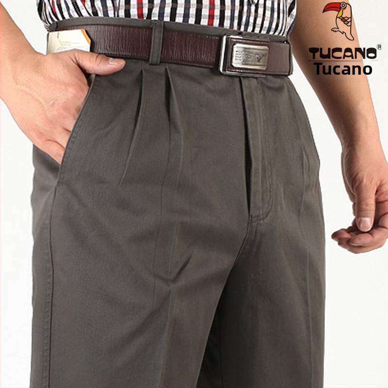 Woodpecker pantaloni casual pentru bărbați, talie înaltă, croială conică, antibacterieni