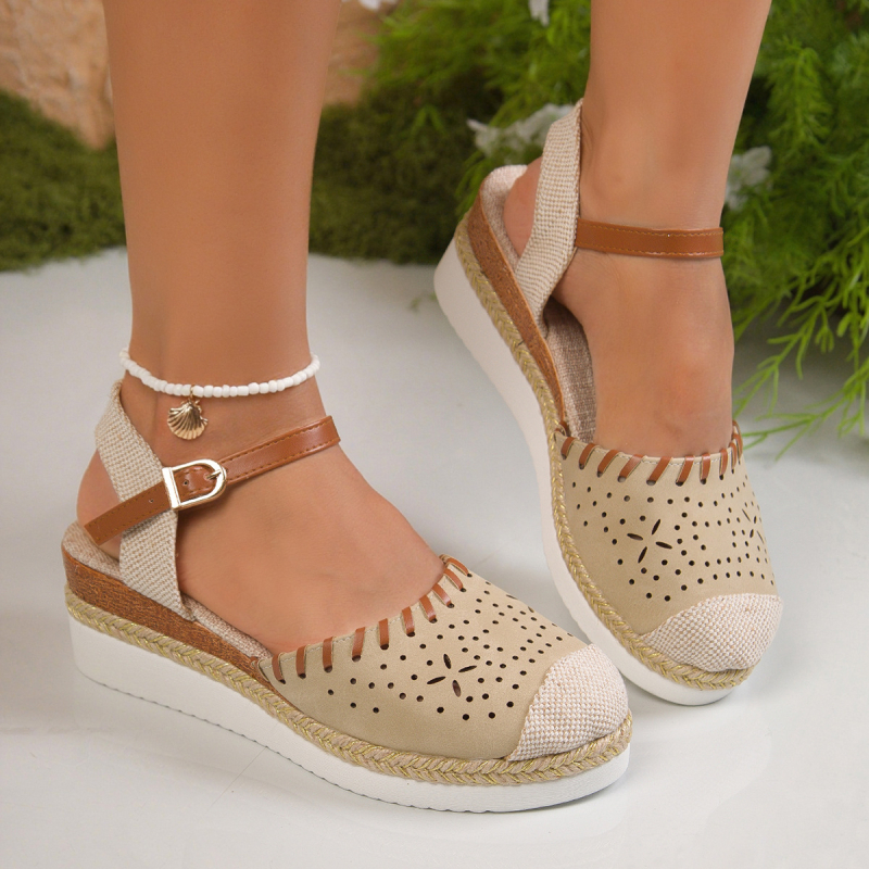 Sandale romane pentru femei, vârf rotund, partea superioară PU, talpă PU, închidere cu cataramă