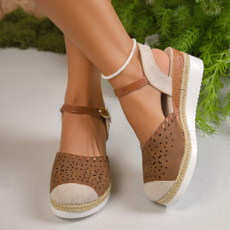 Sandale romane pentru femei, vârf rotund, partea superioară PU, talpă PU, închidere cu cataramă