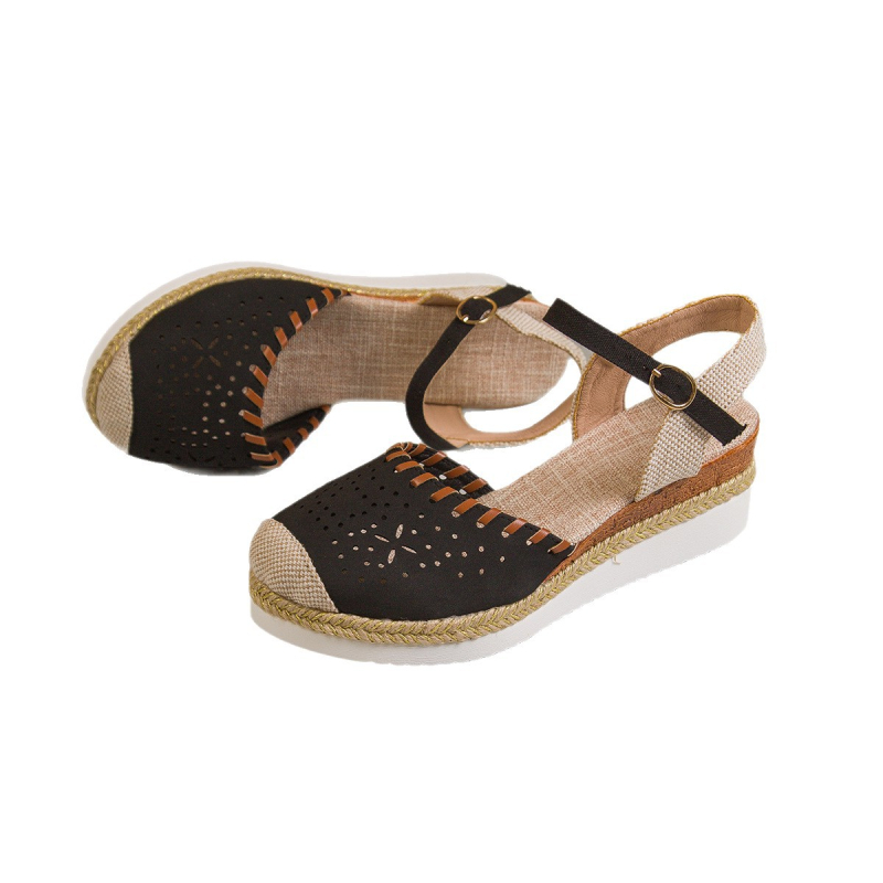 Sandale romane pentru femei, vârf rotund, partea superioară PU, talpă PU, închidere cu cataramă