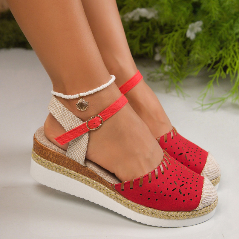 Sandale romane pentru femei, vârf rotund, partea superioară PU, talpă PU, închidere cu cataramă