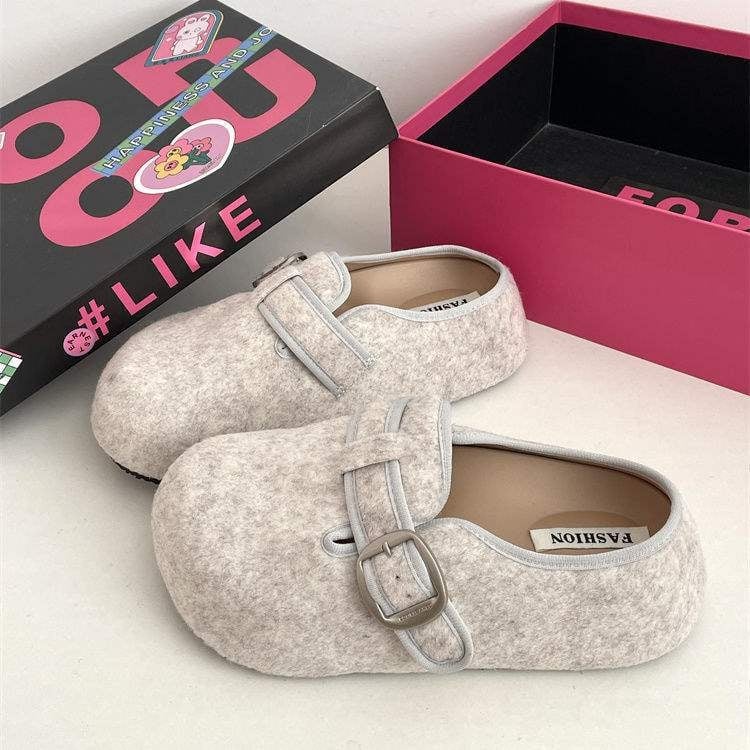 Дамски затворени мюлета‑слипон, синтетична кожа върх и подплата, подметка от пяна, дишащи, плосък дизайн