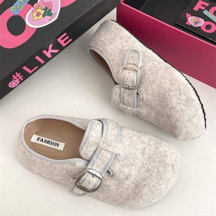 Дамски затворени мюлета‑слипон, синтетична кожа върх и подплата, подметка от пяна, дишащи, плосък дизайн