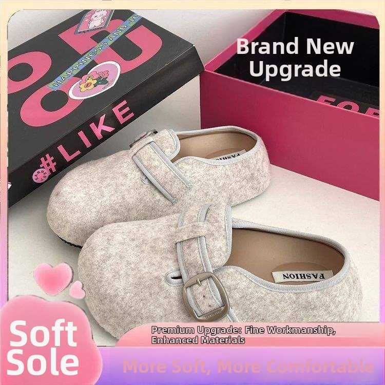 Дамски затворени мюлета‑слипон, синтетична кожа върх и подплата, подметка от пяна, дишащи, плосък дизайн