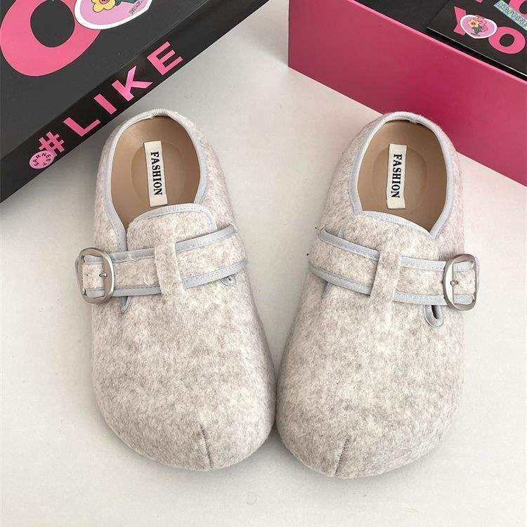 Дамски затворени мюлета‑слипон, синтетична кожа върх и подплата, подметка от пяна, дишащи, плосък дизайн