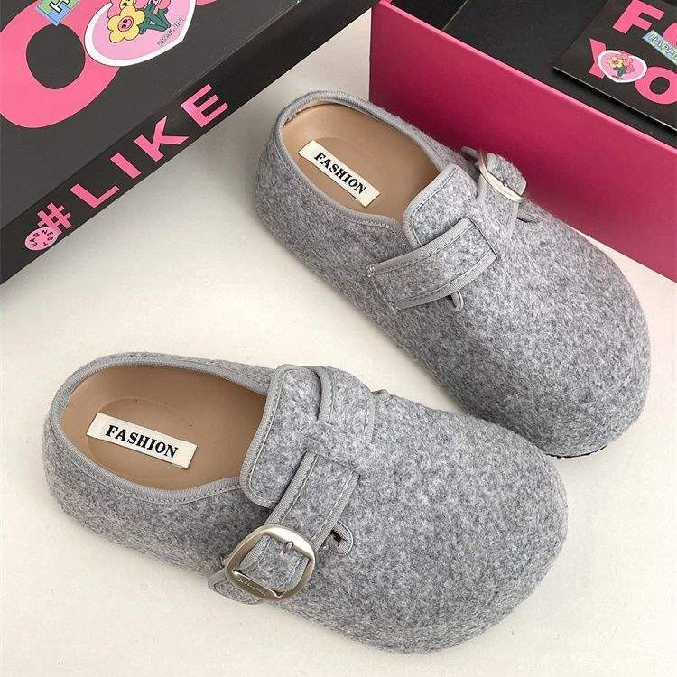 Дамски затворени мюлета‑слипон, синтетична кожа върх и подплата, подметка от пяна, дишащи, плосък дизайн