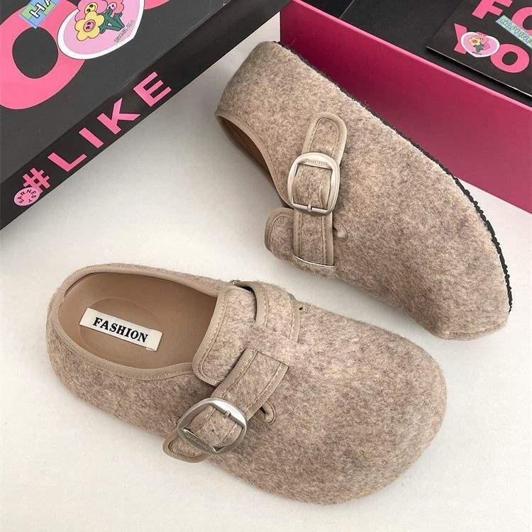 Дамски затворени мюлета‑слипон, синтетична кожа върх и подплата, подметка от пяна, дишащи, плосък дизайн