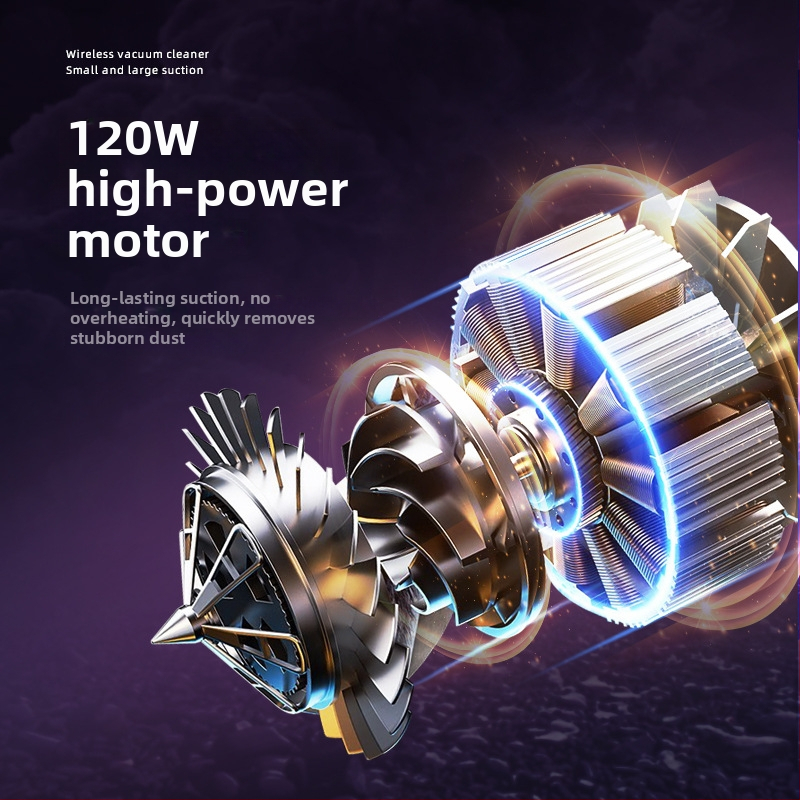 Ručný akumulátorový vysávač do auta - bezkartáčový, prenosný, bezdrôtový, dvojúčelový pre dom a auto, 7,4V, 120W, sacie sily 8000 Pa, 20 min prevádzky, 60 dB