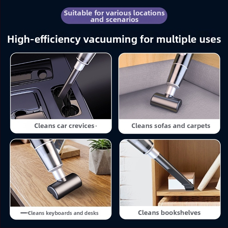 Ručný akumulátorový vysávač do auta - bezkartáčový, prenosný, bezdrôtový, dvojúčelový pre dom a auto, 7,4V, 120W, sacie sily 8000 Pa, 20 min prevádzky, 60 dB