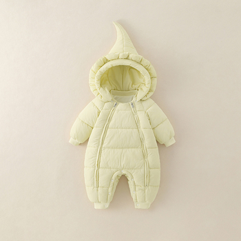 Κορεατικού στυλ χειμερινή ολόσωμη φόρμα για βρέφη και νήπια, με παχύ πολυεστέρα και αποσπώμενη κουκούλα