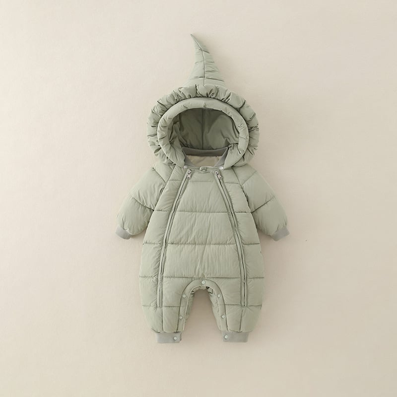 Κορεατικού στυλ χειμερινή ολόσωμη φόρμα για βρέφη και νήπια, με παχύ πολυεστέρα και αποσπώμενη κουκούλα