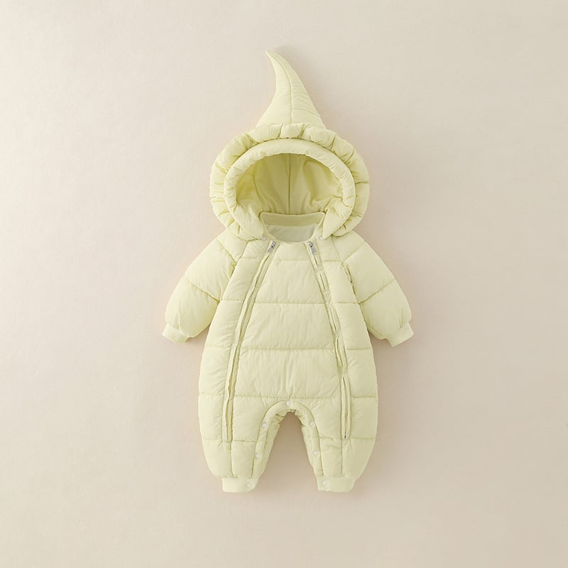 Κορεατικού στυλ χειμερινή ολόσωμη φόρμα για βρέφη και νήπια, με παχύ πολυεστέρα και αποσπώμενη κουκούλα