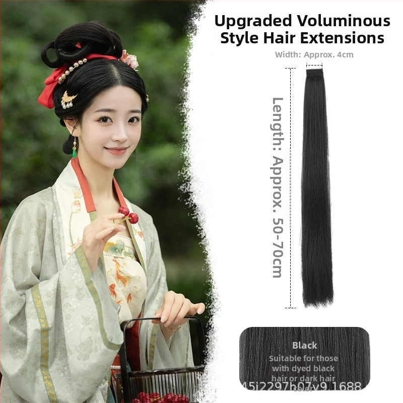 Perika od svile za Hanfu, ravna kosa, model: corn silk hair row, mehaničko obrađivanje, materijal: domaća svila, nije dopušteno trajno bojanje ili kemijsko uvijanje