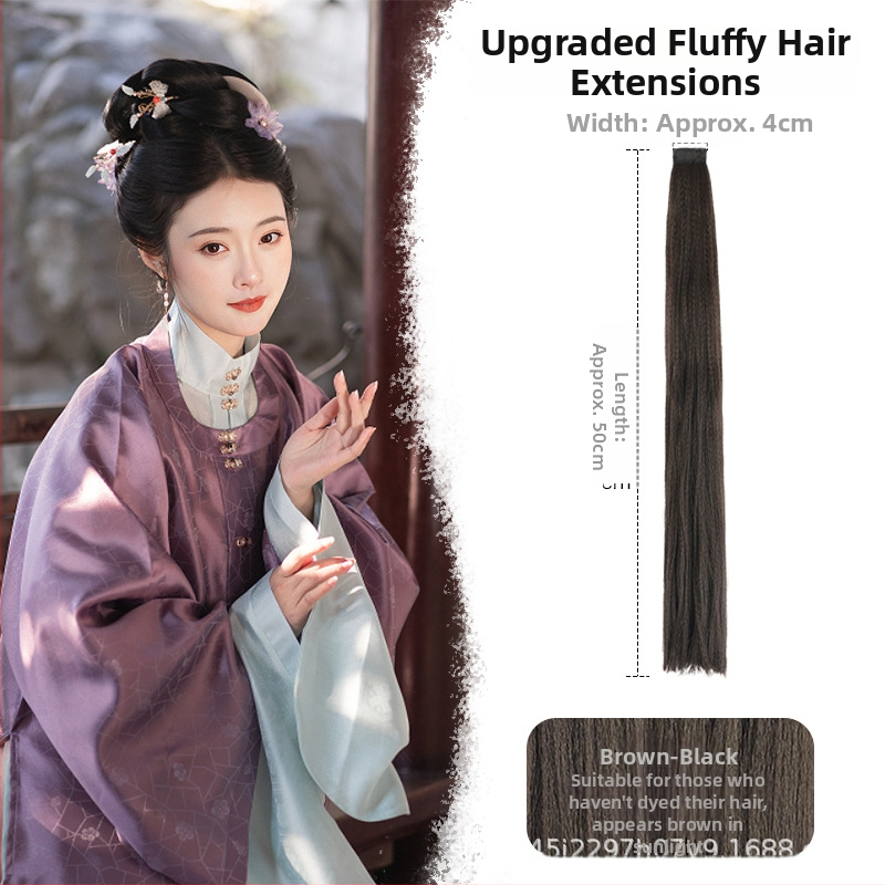 Perika od svile za Hanfu, ravna kosa, model: corn silk hair row, mehaničko obrađivanje, materijal: domaća svila, nije dopušteno trajno bojanje ili kemijsko uvijanje
