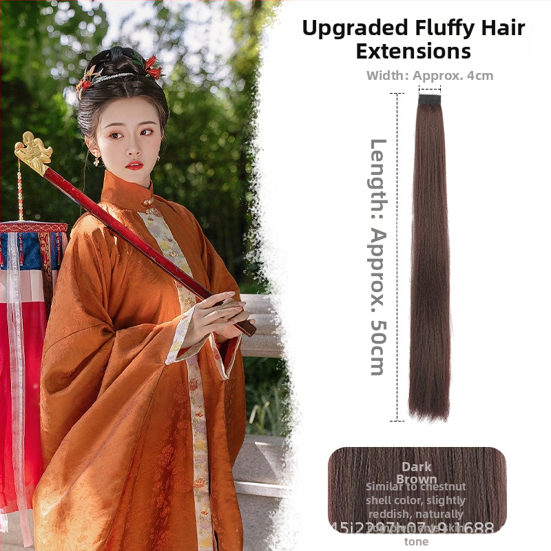 Perika od svile za Hanfu, ravna kosa, model: corn silk hair row, mehaničko obrađivanje, materijal: domaća svila, nije dopušteno trajno bojanje ili kemijsko uvijanje