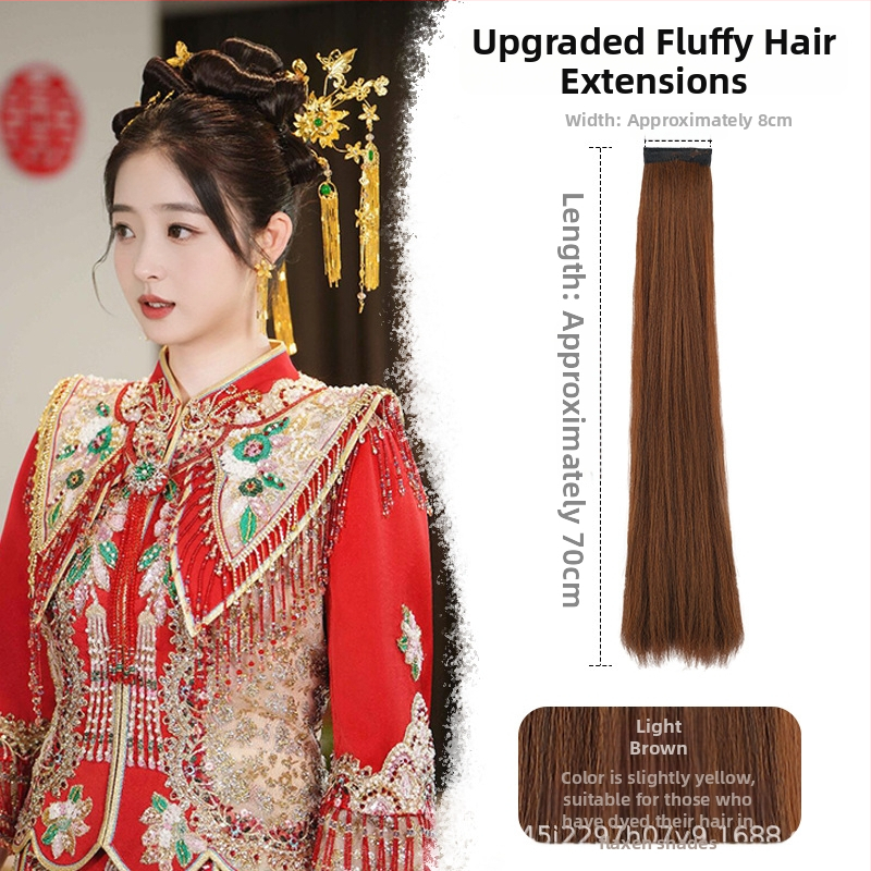 Perika od svile za Hanfu, ravna kosa, model: corn silk hair row, mehaničko obrađivanje, materijal: domaća svila, nije dopušteno trajno bojanje ili kemijsko uvijanje