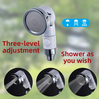 Душ комплект ABS, стенен монтаж, усилваща дюза, тройно регулиране, едно натискане за спиране на водата