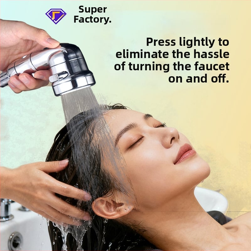 Душ комплект ABS, стенен монтаж, усилваща дюза, тройно регулиране, едно натискане за спиране на водата