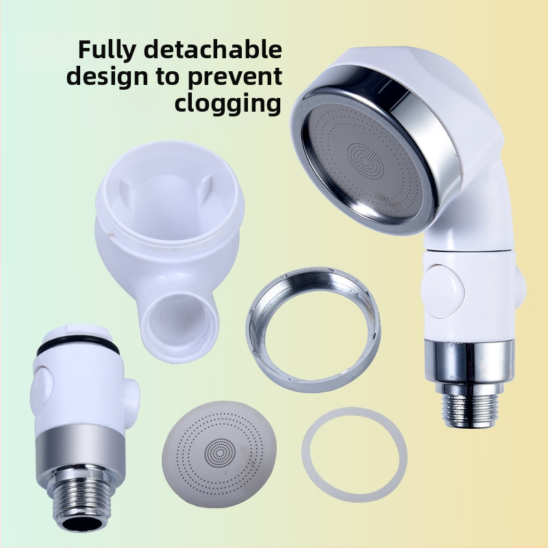 ABS sprchový set, nástenná inštalácia, zosilňujúca tryska, trojúrovňové nastavenie, jedným tlačidlom zastavenie vody