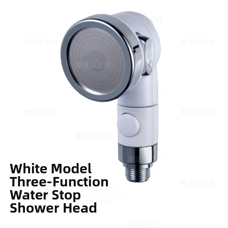 Душ комплект ABS, стенен монтаж, усилваща дюза, тройно регулиране, едно натискане за спиране на водата