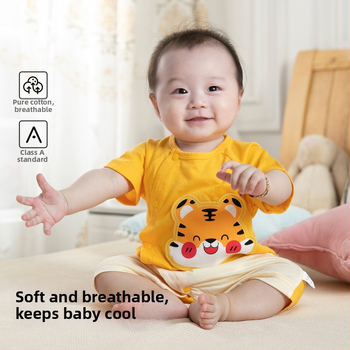 Pidole 100% βαμβάκι βρεφικό unisex ολόσωμο φορμάκι, λεπτό ύφασμα, απομάκρυνση υγρασίας, εκτύπωση καρτούν, καλοκαιρινή χρήση