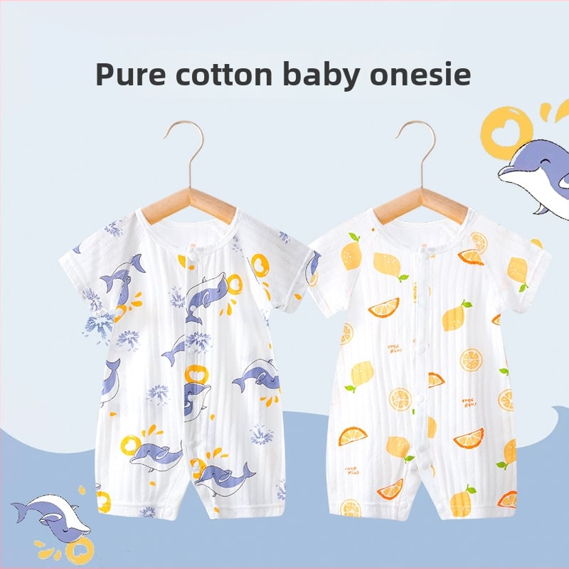 Pidole 100% βαμβάκι βρεφικό unisex ολόσωμο φορμάκι, λεπτό ύφασμα, απομάκρυνση υγρασίας, εκτύπωση καρτούν, καλοκαιρινή χρήση