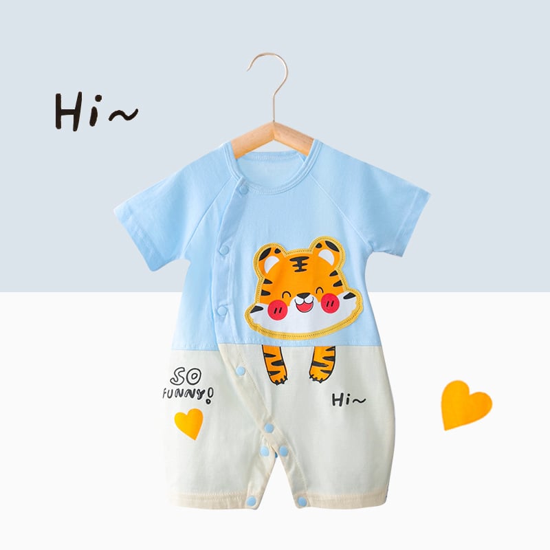 Pidole 100% βαμβάκι βρεφικό unisex ολόσωμο φορμάκι, λεπτό ύφασμα, απομάκρυνση υγρασίας, εκτύπωση καρτούν, καλοκαιρινή χρήση