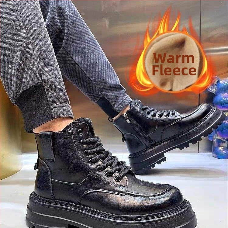 Martin μποτάκια για άνδρες – PU επάνω μέρος, PU πάτος, συνθετική σόλα, παχιά αυξάουσα για ύψος σόλα, καθημερινό χαλαρό στυλ