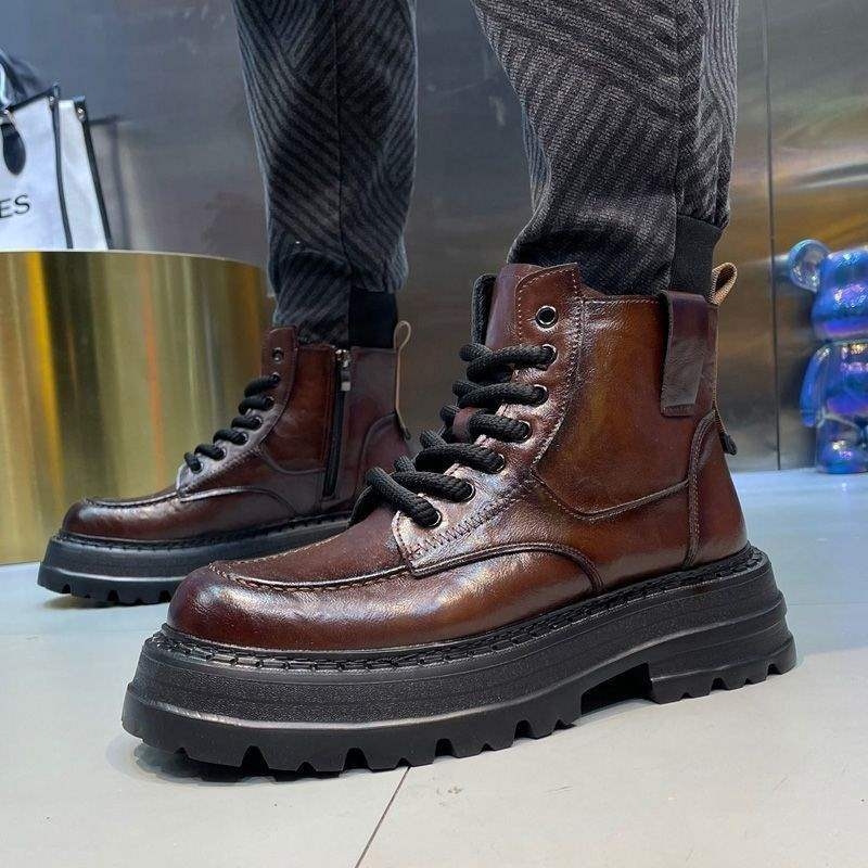 Martin μποτάκια για άνδρες – PU επάνω μέρος, PU πάτος, συνθετική σόλα, παχιά αυξάουσα για ύψος σόλα, καθημερινό χαλαρό στυλ