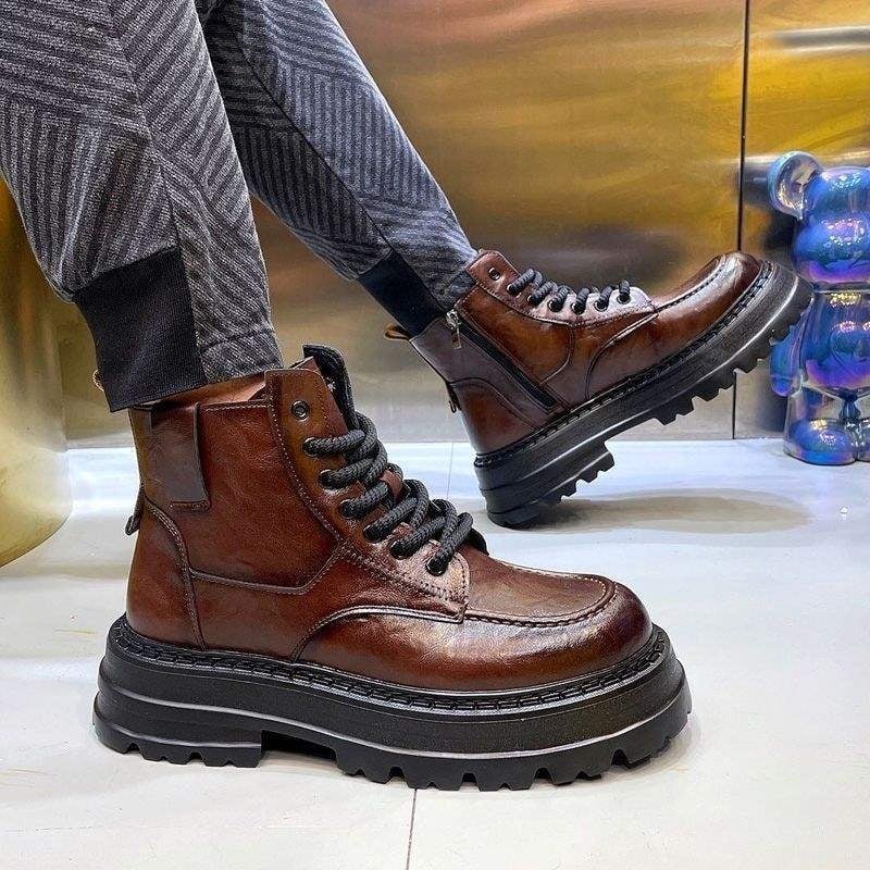 Martin μποτάκια για άνδρες – PU επάνω μέρος, PU πάτος, συνθετική σόλα, παχιά αυξάουσα για ύψος σόλα, καθημερινό χαλαρό στυλ