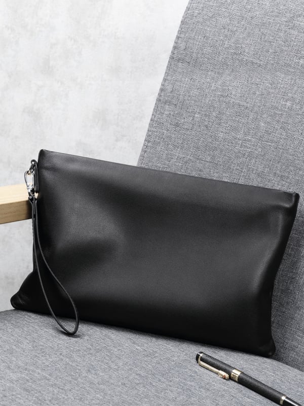 Geantă de mână din piele naturală pentru bărbați (Stil: European și American; Material: Piele naturală; Caracteristici ale pielii: Piele de miel; Funcție: antibacteriană)