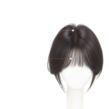 Perucă cu breton în stil franțuzesc pentru femei – adaugă volum din păr cu temperatură înaltă, mecanism de procesare, breton drept sau înclinat, origine Henan, fără vopsire sau îndreptare