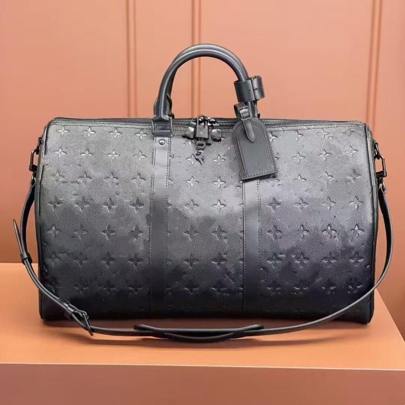 Pillow Bag za muškarce — prirodna koža, kapacitet 36–55 L, vodootporna, podstava od platna, uzorak s slovima, unisex stil