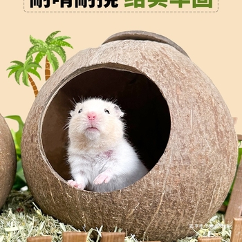 Hamster gnijezdo od kokosove ljuske – Materijal: svileno cvijeće, kružno, vodootporno, unutarnje, crtani stil