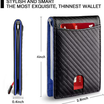 Portofel pentru mai multe carduri din piele microfibră, cu 1 pli, funcție anti-furt, model W2108A3