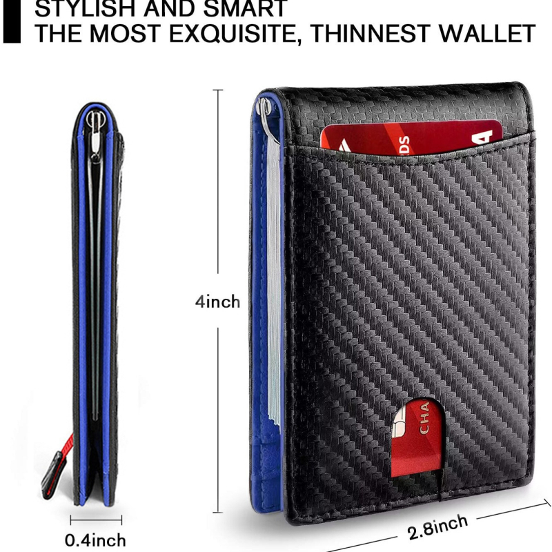 Portofel pentru mai multe carduri din piele microfibră, cu 1 pli, funcție anti-furt, model W2108A3