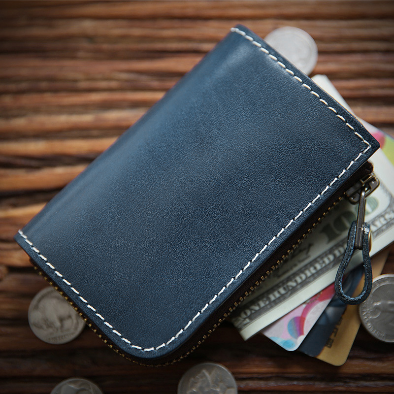 Muški novčanik od prve sloje teleće kože, kratki dizajn, podstava od prirodne kože