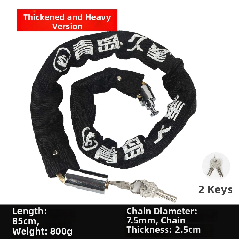 Lánczár kerékpárokhoz és motorkerékpárokhoz anti-lopás védelemmel, teljes rézből készült záróhengerrel, modellek 6608-1, 6610-1, 6612-1, 6615-1