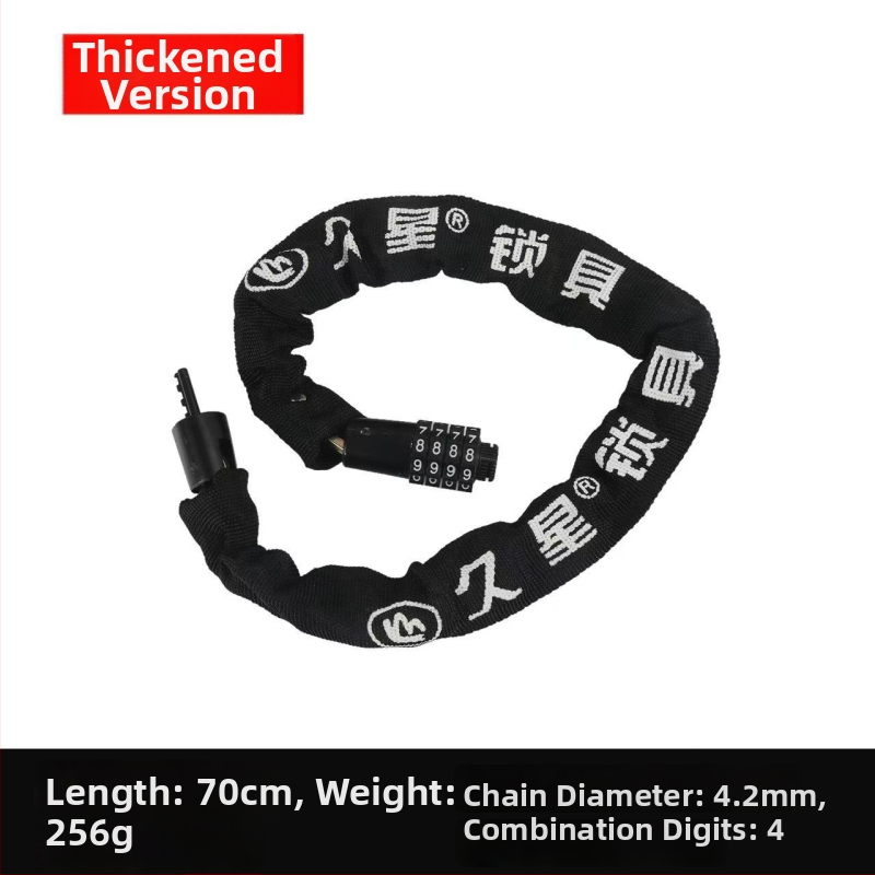 Lánczár kerékpárokhoz és motorkerékpárokhoz anti-lopás védelemmel, teljes rézből készült záróhengerrel, modellek 6608-1, 6610-1, 6612-1, 6615-1