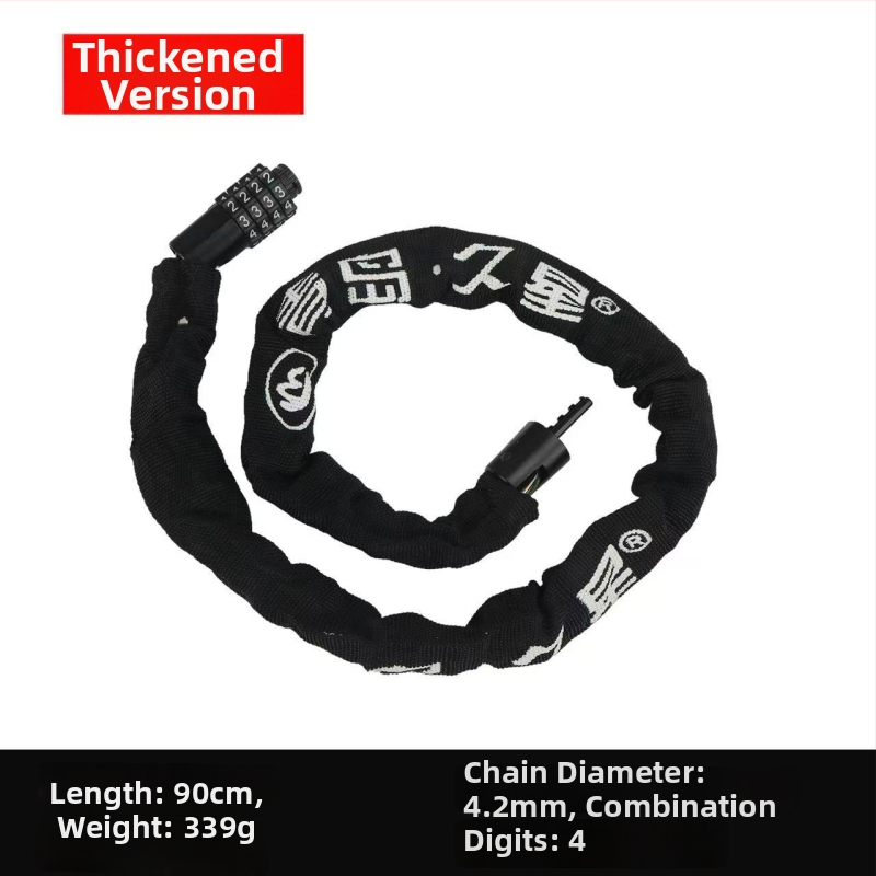 Lánczár kerékpárokhoz és motorkerékpárokhoz anti-lopás védelemmel, teljes rézből készült záróhengerrel, modellek 6608-1, 6610-1, 6612-1, 6615-1