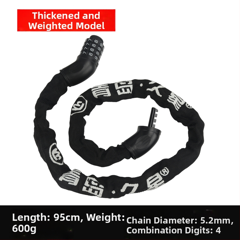 Lánczár kerékpárokhoz és motorkerékpárokhoz anti-lopás védelemmel, teljes rézből készült záróhengerrel, modellek 6608-1, 6610-1, 6612-1, 6615-1