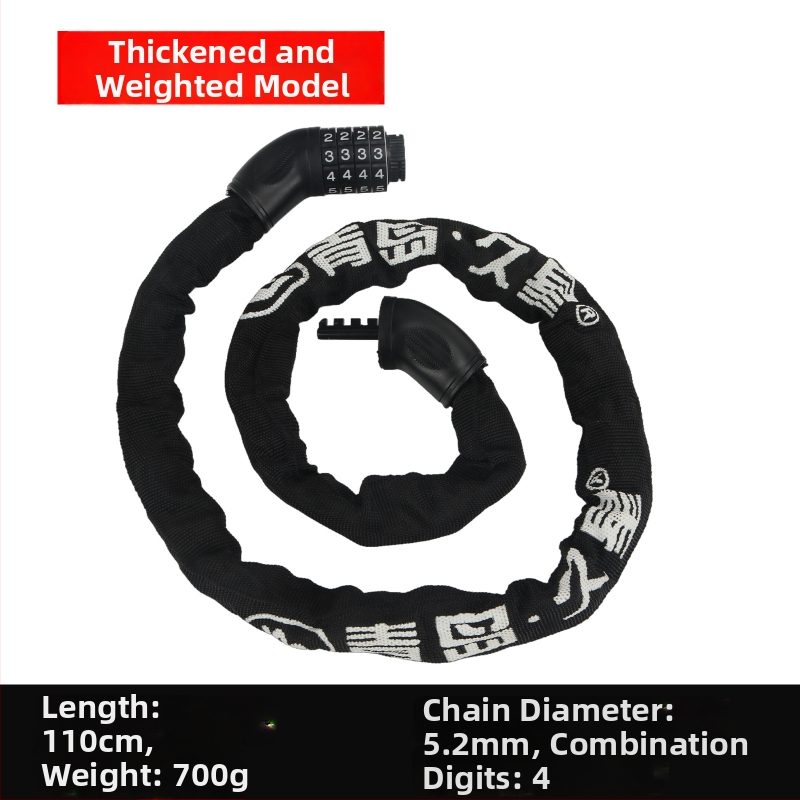 Lánczár kerékpárokhoz és motorkerékpárokhoz anti-lopás védelemmel, teljes rézből készült záróhengerrel, modellek 6608-1, 6610-1, 6612-1, 6615-1