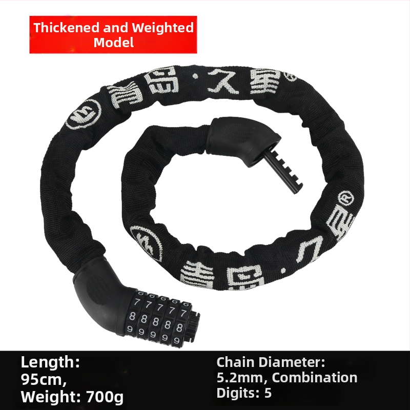 Lánczár kerékpárokhoz és motorkerékpárokhoz anti-lopás védelemmel, teljes rézből készült záróhengerrel, modellek 6608-1, 6610-1, 6612-1, 6615-1