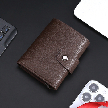 Shenmeisi Portofel pentru carduri pentru bărbați – PU piele, portofel scurt cu căptușeală din piele sintetică, suport pentru carduri