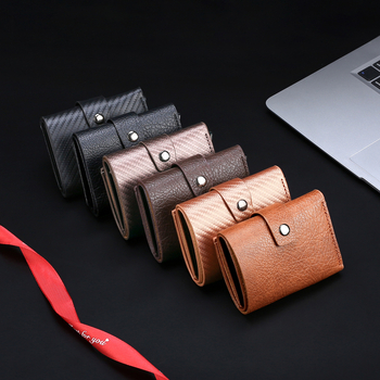 Shenmeisi Portofel pentru carduri pentru bărbați – PU piele, portofel scurt cu căptușeală din piele sintetică, suport pentru carduri