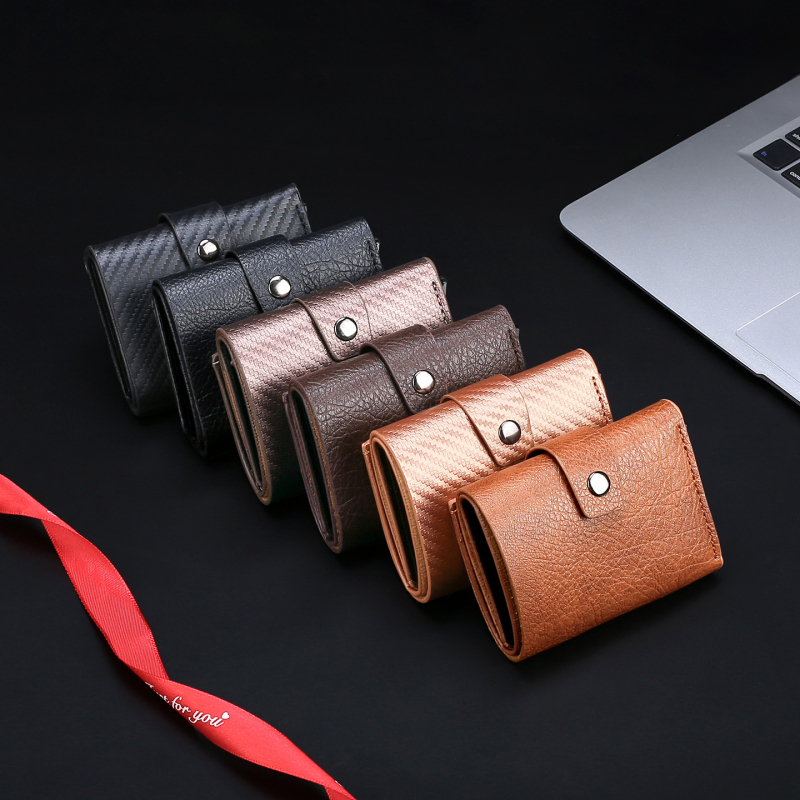 Shenmeisi Portofel pentru carduri pentru bărbați – PU piele, portofel scurt cu căptușeală din piele sintetică, suport pentru carduri