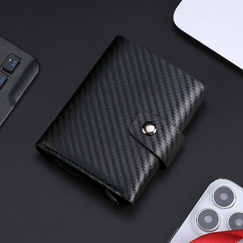 Shenmeisi Portofel pentru carduri pentru bărbați – PU piele, portofel scurt cu căptușeală din piele sintetică, suport pentru carduri