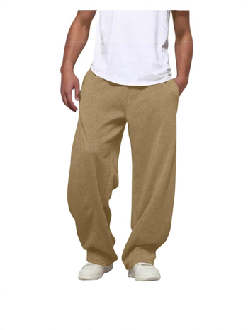 Pantaloni largi pentru bărbați, streetwear, talie medie, croială dreaptă, cu buzunare, țesătură poliesterică cu micro-elasticitate