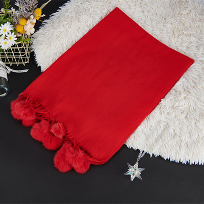 Šal od poliestera, warp-knit pletenje, korejskog stila lažni kašmir, resice i pomponi, dimenzije 70x200 cm, topao za zimu